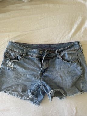 Vintage Light Blue Distressed Denim Shorts